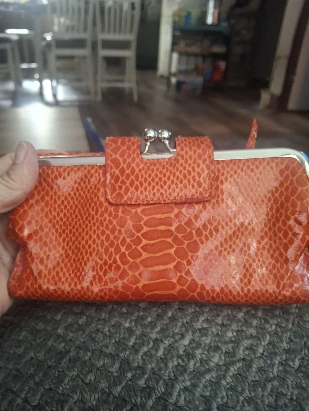 Orange Snake-Embossed Wallet